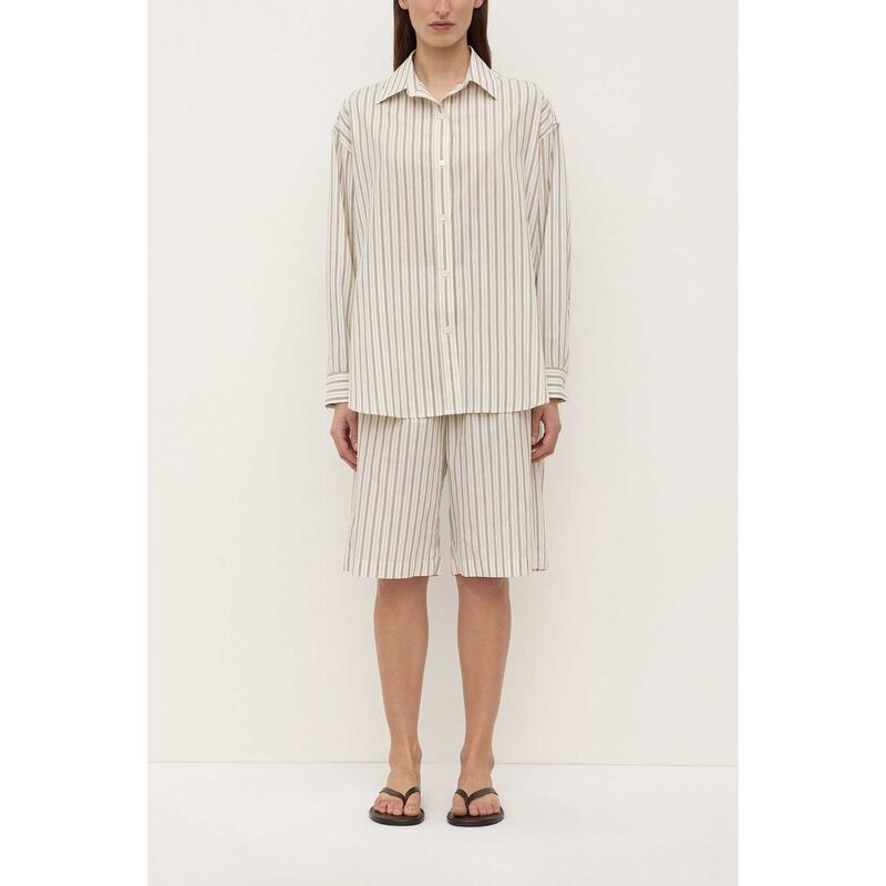 Assembly Label Ria Stripe Long Sleeve Shirt Cream/Smoke image number 3